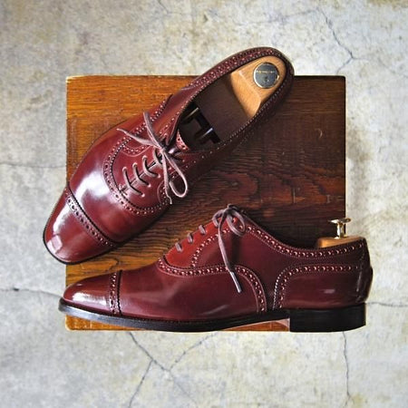 美品★宮城興業 6.5E【定価￥79,920-★コードバン仕様/クォーターブローグ/YOUKIHI】赤茶/World Footwear Gallery/MIYAGI KOGYO★f032