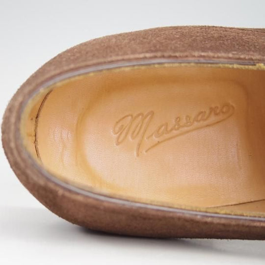 美品★エドワードグリーン 7.5E【定価￥168,000-★(仏)MASSARO別注】125ラスト/プレーントゥ/スエード/濃茶/マサロ/EDWARD GREEN★f034