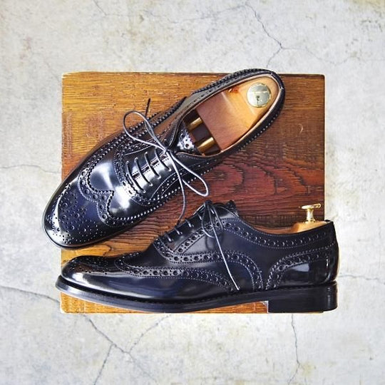 極美品★チャーチ(レディース) SIZE 38【定価￥86,900-★バーウッド/BURWOOD WG】ポリッシュドバインダーカーフ/黒/Church's★f037