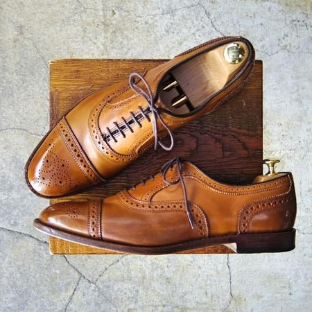 美品★(米)アレンエドモンズ 10.5D【定価￥75,900-★Strand/ストランド】セミブローグ/カーフ/WALNUT/茶/ALLEN EDMONDS★f047