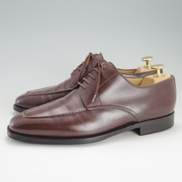 美品★(伊)エンツォ・ボナフェ SIZE 41.5【★ハンドソーンウェルテッド製法/九分仕立て】銀座オサダ別注/Uチップ/茶/Enzo Bonafe★f061