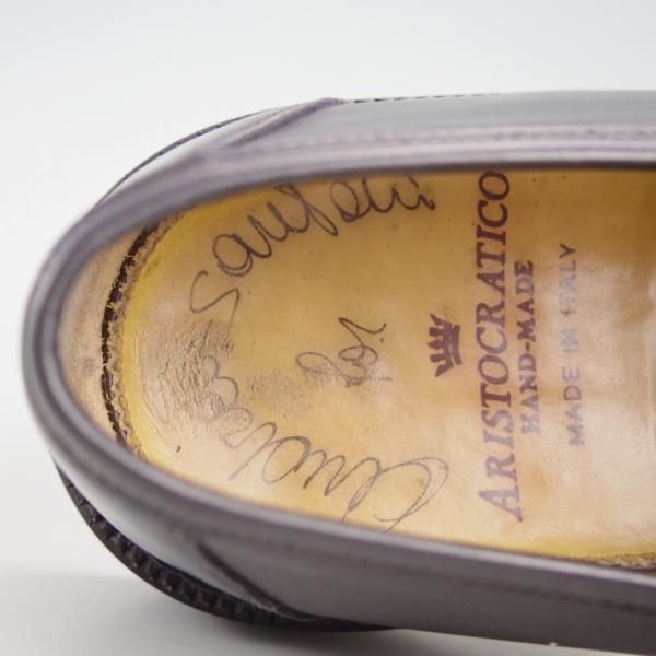 極上★(伊)サントーニ SIZE 5.5【高額★ノルベジェーゼ製法/ARISTOCRATICO別注】コインローファー/アリストクラティコ/Santoni★f071