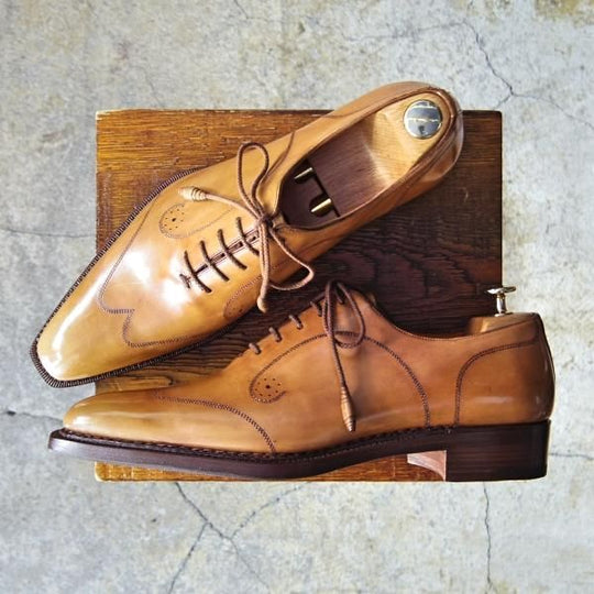 未使用★(伊)サントーニ SIZE 7.5【貴重★グッドイヤーアルタッコ製法/オックスフォードシューズ】6389/カーフ/薄茶/Santoni★f072