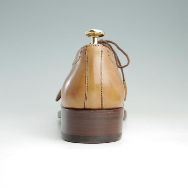 未使用★(伊)サントーニ SIZE 7.5【貴重★グッドイヤーアルタッコ製法/オックスフォードシューズ】6389/カーフ/薄茶/Santoni★f072