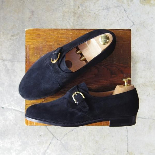 未使用★(伊)サルヴァトーレ・フェラガモ 7EE【★モンクストラップ】スエード/黒/メンズ/Salvatore Ferragamo★f075