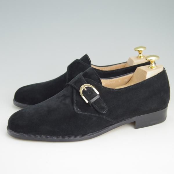 未使用★(伊)サルヴァトーレ・フェラガモ 7EE【★モンクストラップ】スエード/黒/メンズ/Salvatore Ferragamo★f075