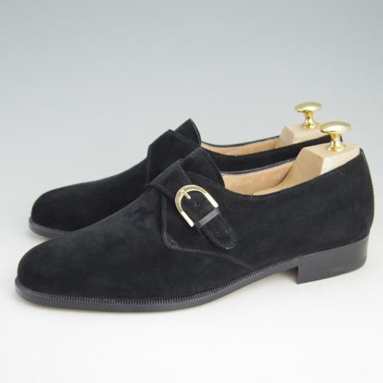 未使用★(伊)サルヴァトーレ・フェラガモ 7EE【★モンクストラップ】スエード/黒/メンズ/Salvatore Ferragamo★f075