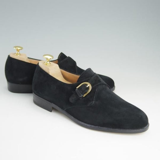 未使用★(伊)サルヴァトーレ・フェラガモ 7EE【★モンクストラップ】スエード/黒/メンズ/Salvatore Ferragamo★f075