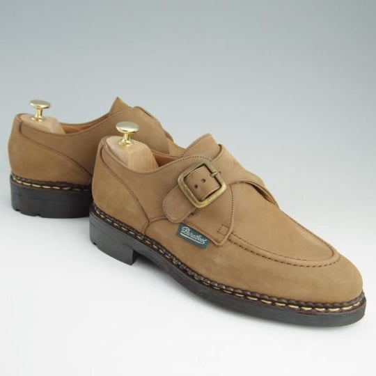 極上★パラブーツ SIZE 7【貴重★モンクストラップ/Uチップ】TEXソール/ヌバック/薄茶/メンズ/Paraboot★f078