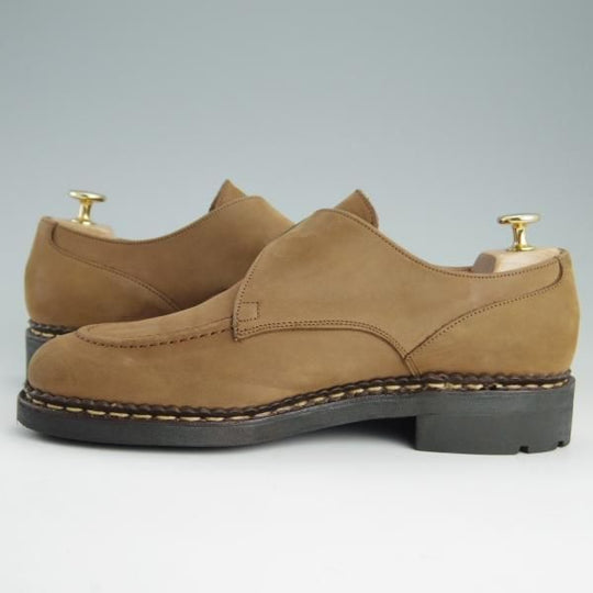 極上★パラブーツ SIZE 7【貴重★モンクストラップ/Uチップ】TEXソール/ヌバック/薄茶/メンズ/Paraboot★f078