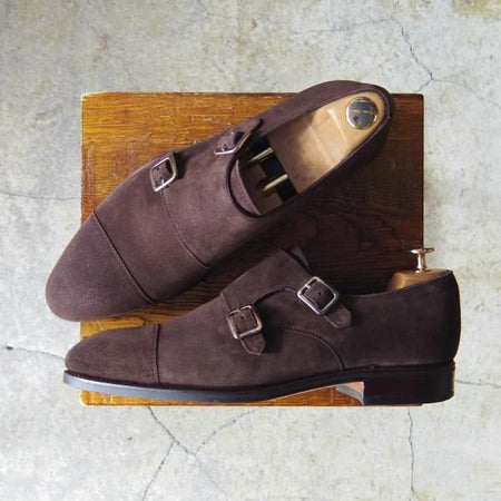 美品★(スペイン製)カルミナ SIZE 7.5【定価￥72,600-★ダブルモンク/80250】INCAラスト/TOMIRソール/スエード/MARRON/CARMINA★f079