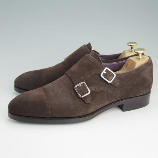 美品★(スペイン製)カルミナ SIZE 7.5【定価￥72,600-★ダブルモンク/80250】INCAラスト/TOMIRソール/スエード/MARRON/CARMINA★f079