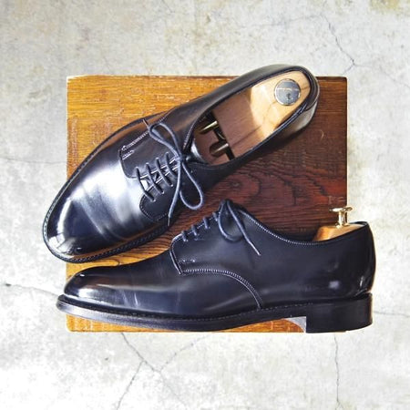 極美品★(英)チーニー 7.5F【定価￥75,900-★プレーントゥ/1886ラスト/ALDERTON】カーフ/黒/メンズ/CHEANEY★f081