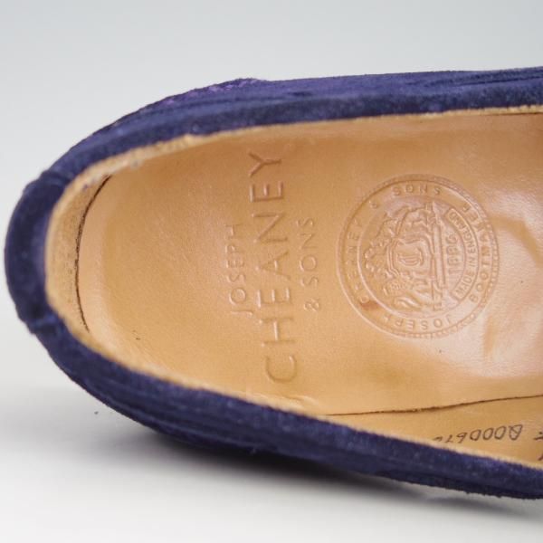 美品★(英)チーニー 5.5F【定価￥74,800-★タッセルローファー/HARRY】214ラスト/スリッポン/スエード/紺/メンズ/CHEANEY★f082