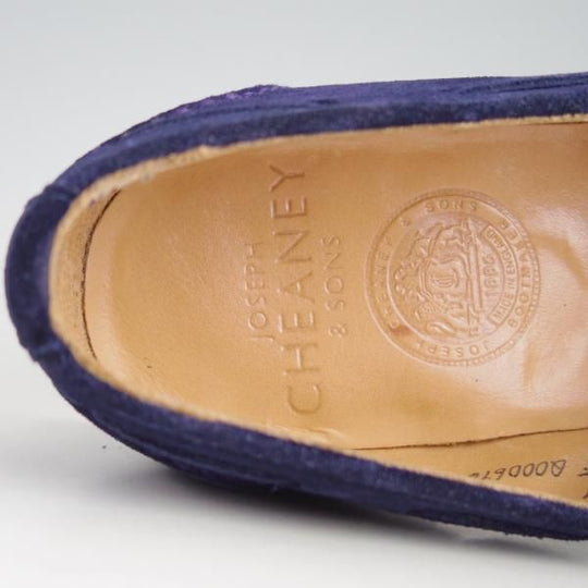 美品★(英)チーニー 5.5F【定価￥74,800-★タッセルローファー/HARRY】214ラスト/スリッポン/スエード/紺/メンズ/CHEANEY★f082