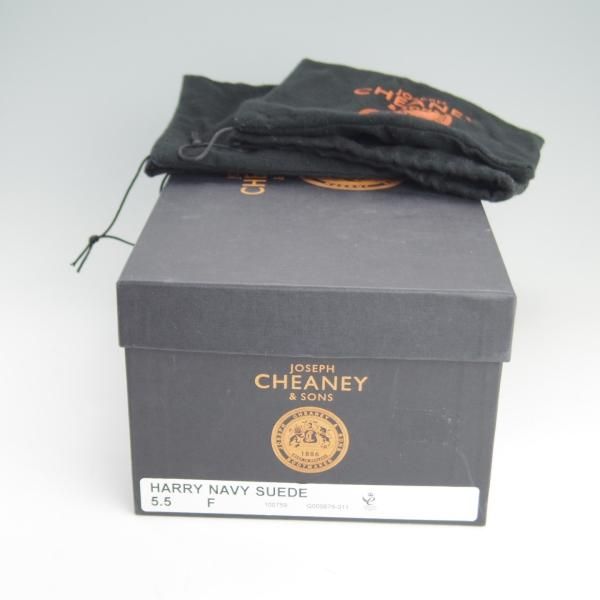 美品★(英)チーニー 5.5F【定価￥74,800-★タッセルローファー/HARRY】214ラスト/スリッポン/スエード/紺/メンズ/CHEANEY★f082