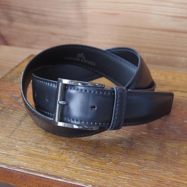 極上★(伊)タニノクリスチー 32インチ程度/83cm【★レザー/ベルト/黒/ビジネス】本革/メンズ/TANINO CRISCI★f094