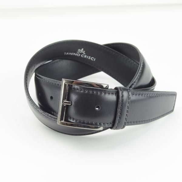 極上★(伊)タニノクリスチー 32インチ程度/83cm【★レザー/ベルト/黒/ビジネス】本革/メンズ/TANINO CRISCI★f094