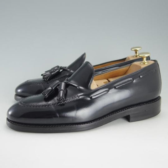 極上★(スペイン製)Berwick/バーウィック UK7.5程度【定価￥29,480-★グッドイヤーウェルテッド製法/タッセルローファー】2561/黒★f095