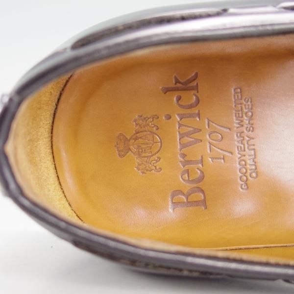 極上★(スペイン製)Berwick/バーウィック UK7.5程度【定価￥29,480-★グッドイヤーウェルテッド製法/タッセルローファー】2561/黒★f095