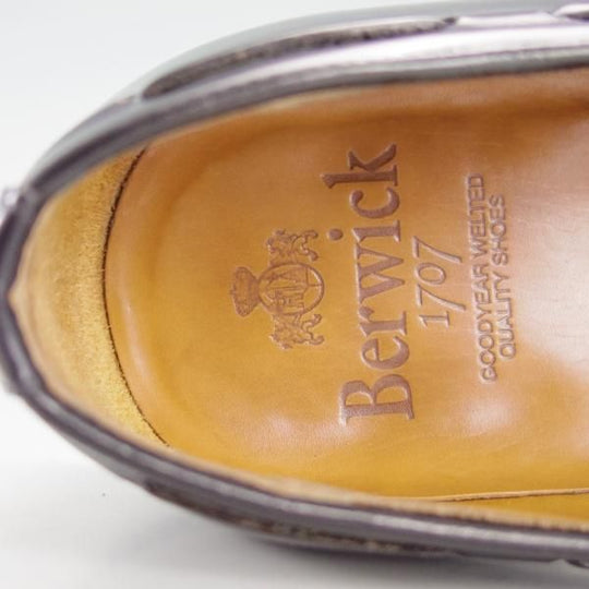 極上★(スペイン製)Berwick/バーウィック UK7.5程度【定価￥29,480-★グッドイヤーウェルテッド製法/タッセルローファー】2561/黒★f095