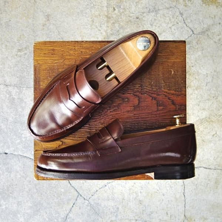 極上★(スペイン製)Berwick/バーウィック UK6.5程度【定価￥33,000-★グッドイヤーウェルテッド製法/コインローファー】4456/茶★f097