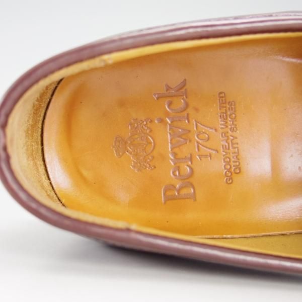 極上★(スペイン製)Berwick/バーウィック UK6.5程度【定価￥33,000-★グッドイヤーウェルテッド製法/コインローファー】4456/茶★f097