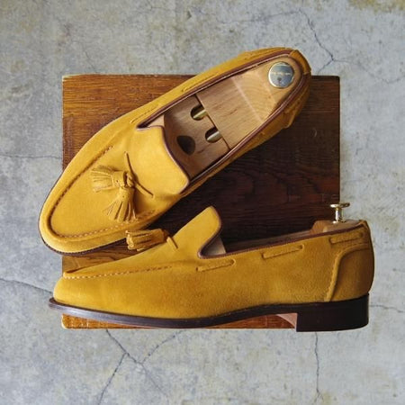 未使用★トリッカーズ SIZE 8【★タッセルローファー/7165/CHELSEA】スリッポン/スエード/薄茶/メンズ/Tricker's★f102