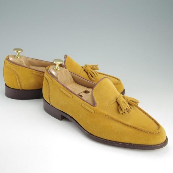 未使用★トリッカーズ SIZE 8【★タッセルローファー/7165/CHELSEA】スリッポン/スエード/薄茶/メンズ/Tricker's★f102