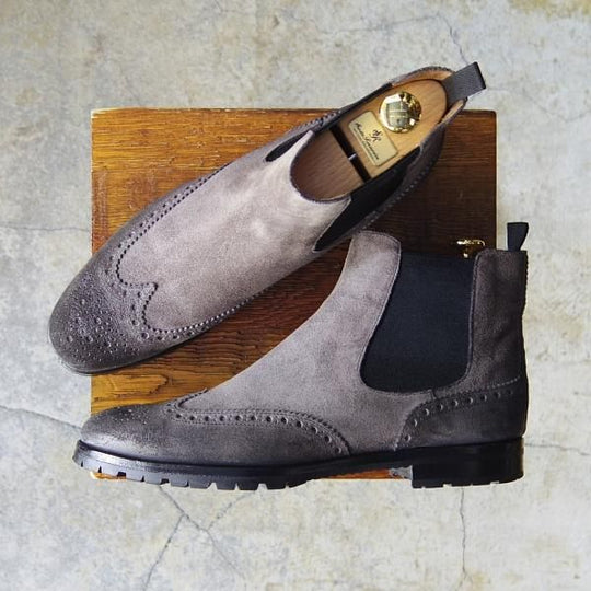美品★チャーチ メンズUK6.5程度(レディース27cm)【貴重★ワックススエード仕様/EMMIE】サイドゴアブーツ/灰/Church's★f111