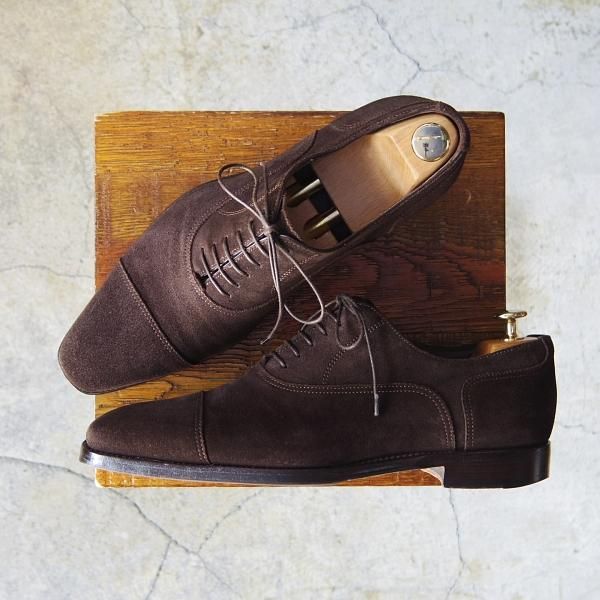 極上★(伊)サントーニ SIZE 5.5【上級★グッドイヤーウェルテッド製法/13177】ストレートチップ/スエード/濃茶/メンズ/Santoni★f116