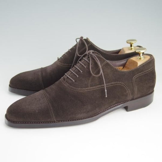 極上★(伊)サントーニ SIZE 5.5【上級★グッドイヤーウェルテッド製法/13177】ストレートチップ/スエード/濃茶/メンズ/Santoni★f116