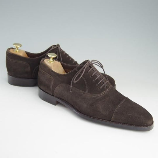 極上★(伊)サントーニ SIZE 5.5【上級★グッドイヤーウェルテッド製法/13177】ストレートチップ/スエード/濃茶/メンズ/Santoni★f116