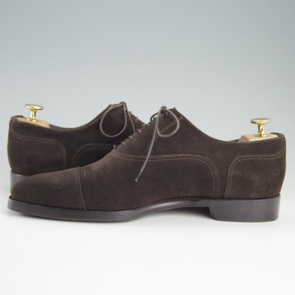 極上★(伊)サントーニ SIZE 5.5【上級★グッドイヤーウェルテッド製法/13177】ストレートチップ/スエード/濃茶/メンズ/Santoni★f116