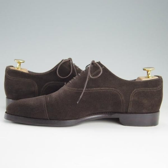 極上★(伊)サントーニ SIZE 5.5【上級★グッドイヤーウェルテッド製法/13177】ストレートチップ/スエード/濃茶/メンズ/Santoni★f116