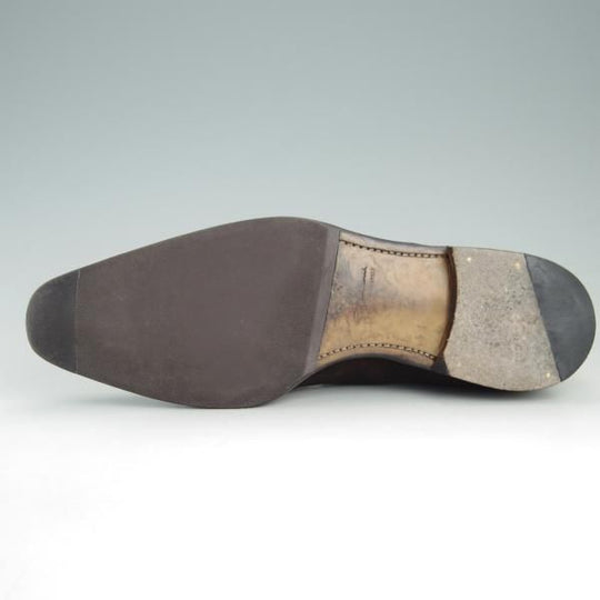 極上★(伊)サントーニ SIZE 5.5【上級★グッドイヤーウェルテッド製法/13177】ストレートチップ/スエード/濃茶/メンズ/Santoni★f116