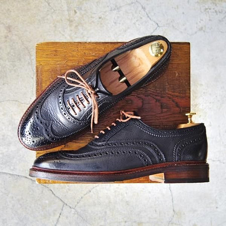 極美品★(スペイン製)Berwick/バーウィック SIZE 6.5【貴重★クーズー革/KUDU/グッドイヤーウェルテッド製法】フルブローグ/黒★f118