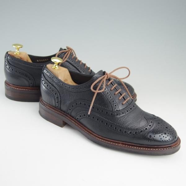 極美品★(スペイン製)Berwick/バーウィック SIZE 6.5【貴重★クーズー革/KUDU/グッドイヤーウェルテッド製法】フルブローグ/黒★f118