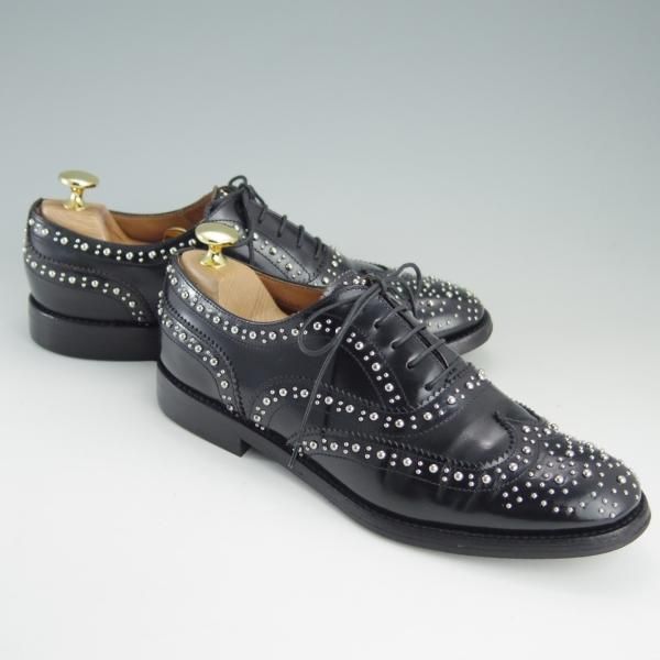 極上★チャーチ(レディース) SIZE 38.5【定価￥105,600-★BURWOOD MET/スタッズ】バーウッド/フルブローグ/黒/Church's★f121
