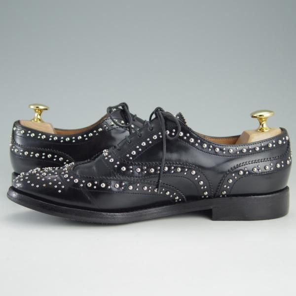 極上★チャーチ(レディース) SIZE 38.5【定価￥105,600-★BURWOOD MET/スタッズ】バーウッド/フルブローグ/黒/Church's★f121