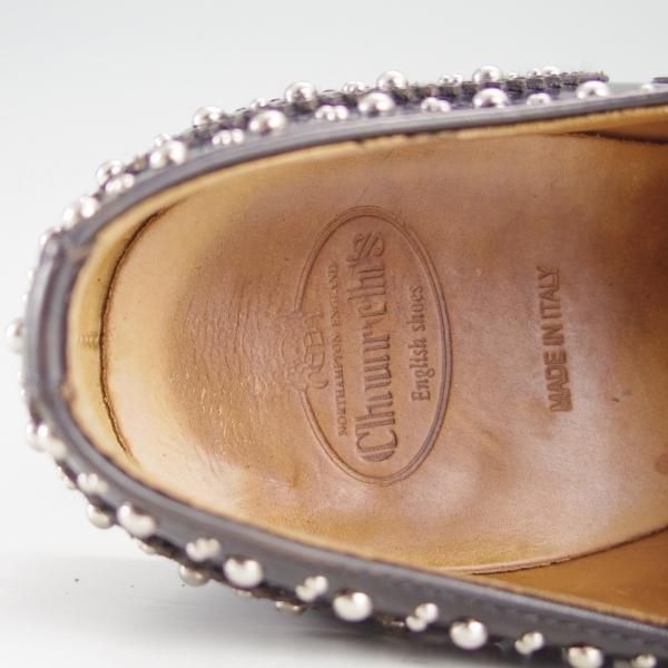 極上★チャーチ(レディース) SIZE 38.5【定価￥105,600-★BURWOOD MET/スタッズ】バーウッド/フルブローグ/黒/Church's★f121