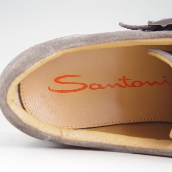 極美品★(伊)サントーニ SIZE 6.5【貴重★ダブルモンク仕様のスニーカー/スエード】灰/メンズ/シューズ/Santoni★f125