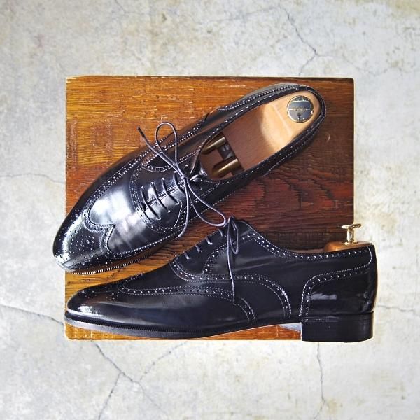 極上★(伊)サルヴァトーレ・フェラガモ 7.5D【★フルブローグ】カーフ/黒/メンズ/Salvatore Ferragamo★f126