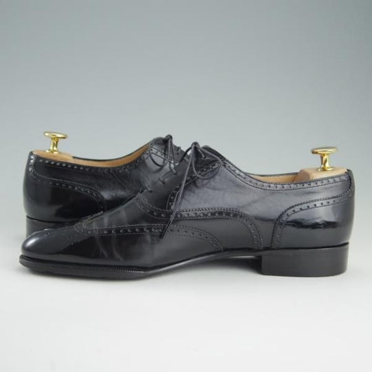 極上★(伊)サルヴァトーレ・フェラガモ 7.5D【★フルブローグ】カーフ/黒/メンズ/Salvatore Ferragamo★f126