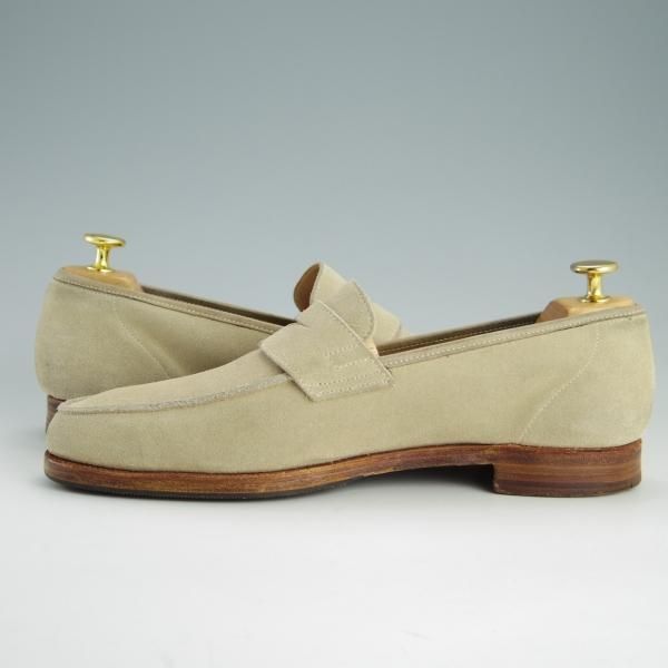 極上★クロケット&ジョーンズ UK7.5程度【★コインローファー/スエード】薄茶/メンズ/Crockett&Jones★f152