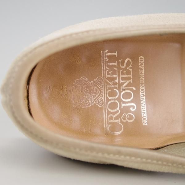 極上★クロケット&ジョーンズ UK7.5程度【★コインローファー/スエード】薄茶/メンズ/Crockett&Jones★f152