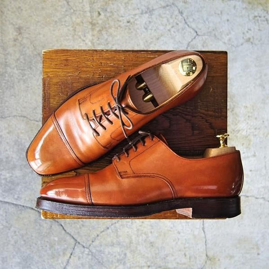 極上★クロケット&ジョーンズ UK6.5/US7E【★ブルックスブラザーズ別注/Peal&co】324ラスト/ストレートチップ/カーフ/Crockett&Jones★f153