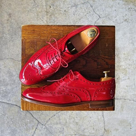 ★チャーチ(レディース) SIZE 35.5【貴重★バーウッド/BURWOOD 3W/RED】フルブローグ/パテントレザー/エナメル/Church's★f158