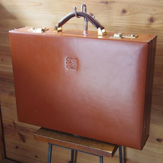 極上★(スペイン)ロエベ/LOEWE【高額★レザー/アタッシュケース】メンズ/ビジネス/バッグ/ブリーフケース/茶/革/鞄★N5616