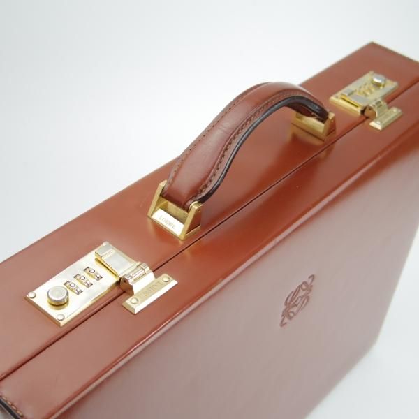 極上★(スペイン)ロエベ/LOEWE【高額★レザー/アタッシュケース】メンズ/ビジネス/バッグ/ブリーフケース/茶/革/鞄★N5616
